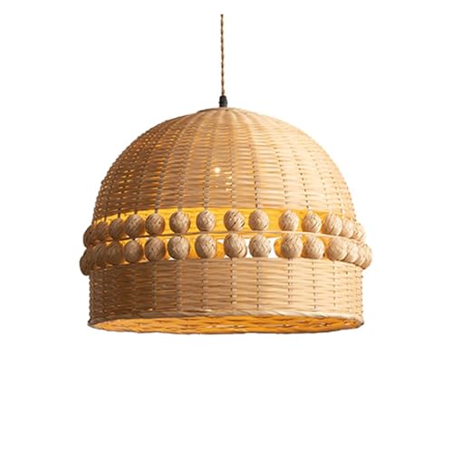 Interni Cucina Stile Cesto di Vimini in Rattan Unico Lampadario a Sospensione Rustico Lampada con Paralume per Ristorante Soggiorno caffè(C)