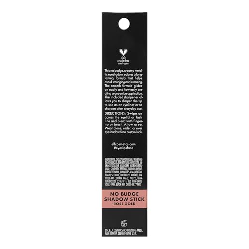 Image of e.l.f. No Budge Shadow Stick, Longwear, Smudge-Proof Metallic Eyeshadow, Rose Gold, 0.056 Oz (1.6g)