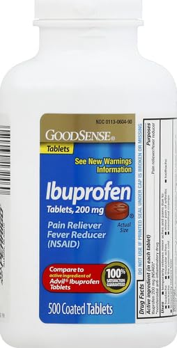 Image of Good Sense Ibuprofen Tablets - 200 mg - Fever Reducer & Pain Relief for Body Aches, Headache, Arthritis Pain, Menstrual Cramps, 500 Count (Pack of 12)