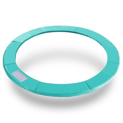 Exacme Upgraded Double-Sided Trampoline Pad 8 10 12 14 15 16ft, Replacement Safety Spring Cover Round, Waterproof Tear-Resistant, No Hole for Pole (Seafoam Green, 16FT)
