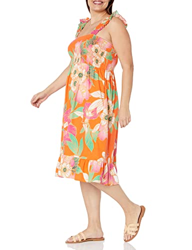 Image of The Drop Womens Kimi Ruffled Shoulder Smocked Midi Dress