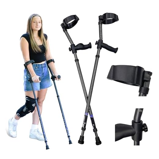 in-Motion Forearm Crutches | Spring Assist Crutches for Adults | Walking Crutch with Ergonomic Handles | Articulating Tips | Size Tall (5'3" - 6'8") | Lightweight & Durable | Charcoal