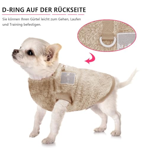 Voarge Haustier-Wintermantel aus Wolle mit D-Ring, Winter Warmer Hund Katzenpullover Kleidung Haustiermantel Kostüm Welpenpullover, Grau, M (Braun, L)
