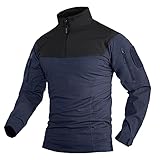 MAGCOMSEN Tactical Shirt for Men Long Sleeves Tee Shirts Big and Tall Shirts Airsoft Shirt Quick Dry Work Shirts Mens Fishing Shirts Camping Shirt Navy-Black