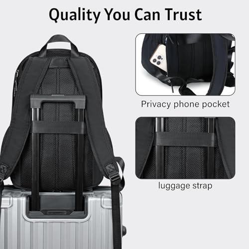 LOIDOU Backpacks for School Teens Girls Women Lightweight Water Resistant Cute Black Backpack for Casual Travel Work4