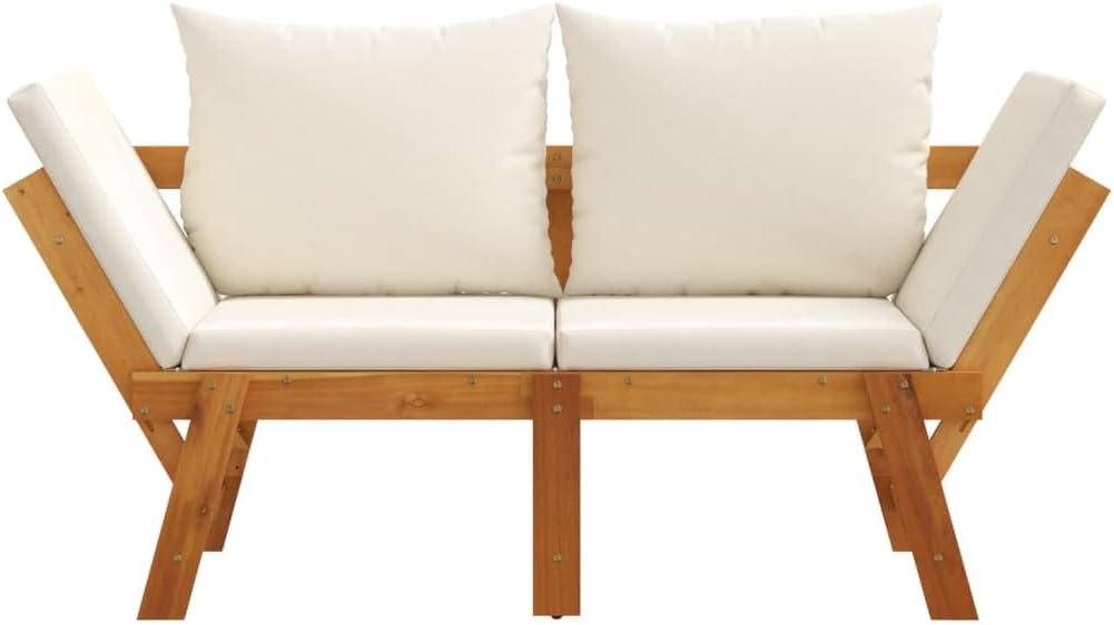 Garden Bench Cream White Solid Acacia Wood 2-in-1 Adjustable,The Ultimate Garden Bench with Convertible Design for Rustic Decor and Outdoor Gatherings Patio Furniture