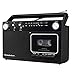 Studebaker Portable Retro Home Audio Stereo AM/FM Radio & Cassette Player/Recorder with Aux Input Jack & Built in Speakers (Silver)