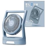 山善 ELEIN 扇風機 コードレス 小型 2WAY電源 (AC/バッテリー) キャンプ アウトドア 左右自動首振り 風量調整5段階 切タイマー LEDライト付き ブルーグレー YBF-A20