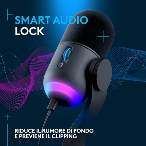 Logitech G Yeti GX Dynamic Microfono a condensatore RGB per gaming con LIGHTSYNC, microfono USB per streaming, supercardioide, Plug and Play USB per PC/Mac - Nero - Immagine 4