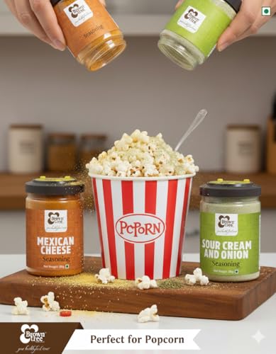 Image of Browntree Combo Pack Popcorn Seasoning Powder | Mexican Cheese + Sour Cream & Onion -100g (Each Pack 50g) |Creamy & Tangy Snack Flavours | Perfect for Popcorn & Fries