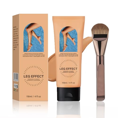 Leg Makeup Waterproof with Brush, No Transfer Body Makeup for Legs Full Coverage Waterproof Concealer, Scar & Tattoo Cover Up for All Skin Tones, Long Lasting Makeup (#02)