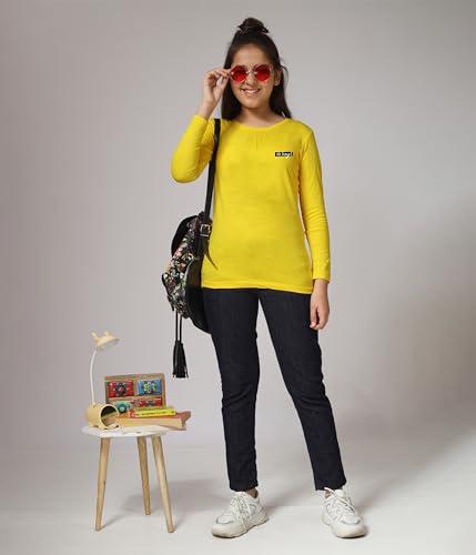 Image of KYDA KIDS Girl's 100% Cotton Antibacterial Full Sleeve Solid T-Shirt (Pack of 1)