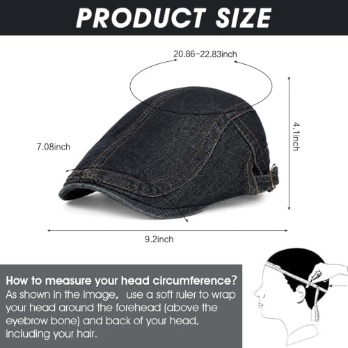 Image of 3Pcs Men's Newsboy Caps Cotton Cooling Hat Adjustable Flat Cap for Men
