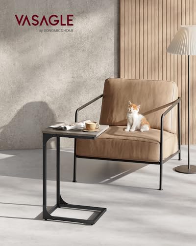 Image of VASAGLE C-Shaped End Table, Small Sofa Side Table with Metal Frame