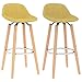 FAMIROSA Tabourets de Bar 2 pcs Jaune Moutarde Tissu9384