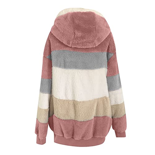 Dreamlascar Womens Oversized Sherpa Hooded Jacket Fuzzy Fleece Teddy Coat Full Zip Drawstring Hoodie Winter Warm Outerwear #TOP5