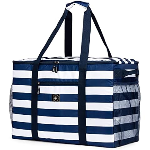 BANG&CARSEN Extra Large Beach Tote Bag With Hard Bottom And Top Zipper - Waterproof Oversized Utility Tote Bag For Beach Travel Shopping And Storage Cover