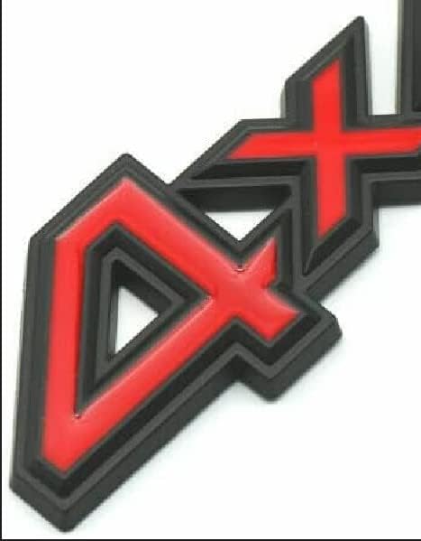 Image of 2pc 4X4 Four-Wheel Drive Emblem Badge 3D Letter Metal Emblem Car Side Fender Rear Trunk Emblem Badge Tailgate Sticker Decals (Black-red)