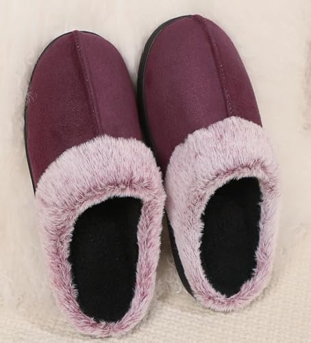 Pocadri Winter Slippers for Women Men Memory Foam House Shoes Faux Suede Upper Faux Fur Lining Warm Comfy Indoor Fuzzy Non-Slip Slippers4