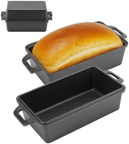 Northriver Casting 9×5 Inch Cast Iron Loaf Pan with Lid | Bread B...