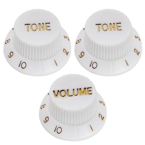 Musiin Guitar Knob Caps Compatible with Fender Squier/Strat with Tone and Volume Control Potentiator Caps (3Sets White)