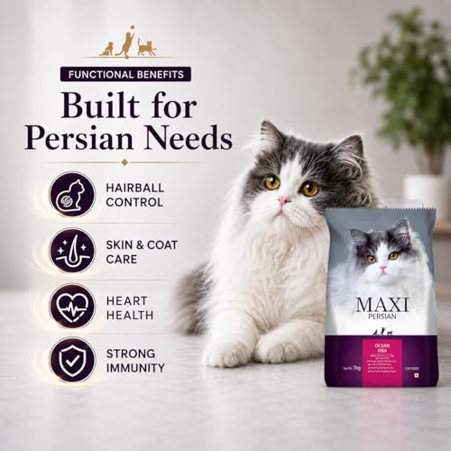 Image of Maxi Persian Adult Dry Cat Food 2.4kg (1.2kg + 1.2kg) | Ocean Fish Flavour | Suitable for All Life Stages | Supports Healthy Coat & Skin | Enriched with Essential Nutrients