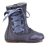 GUXS Bota Pascuala Niña combinada en Charol Gris y Ante Brocado Color: Gris Talla: 25