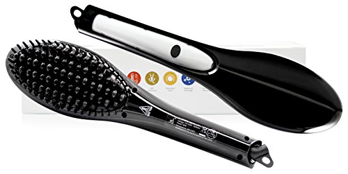 Herstyler Electric Ceramic Brush Hair Straightener, Dual Voltage, Black