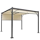 Mendler Pergola Granada, Garten Pavillon Terrassenüberdachung, stabiles 6cm-Alu-Gestell + Schiebedach 3x3m