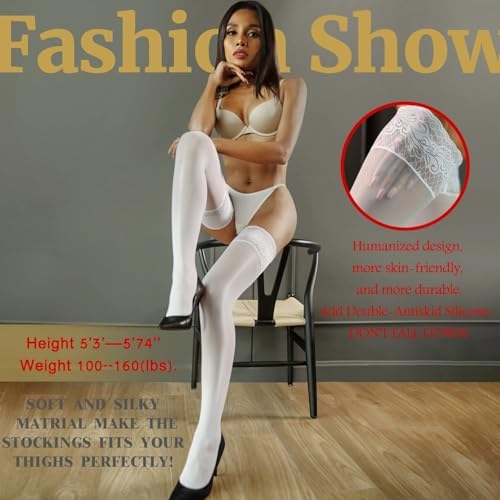 Calze Alte Alla Coscia Con Top In Pizzo Trasparente In Silicone Rimane - Foto 6