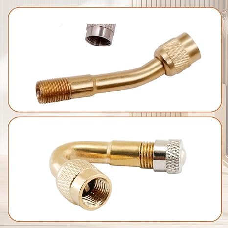 4 Pack Brass Tire Valve Stem Extensions – Chrome Coated, 135 Degree Angle, For Easy Air Access
