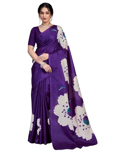 Image of SIRIL Women's Cotton Printed Saree With Unstitched Blouse Piece