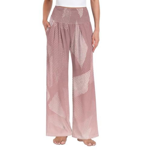 Pantalon large Abstracttretch rose extensible avec poches pratiques