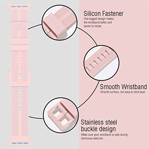 Image of TECHONTO New Designed Silicone Watch Strap Compatible with Apple Watches (42-44 & 45mm), Soft Silicone & Premium Buckle, Wristband for iWatch Series 7 /6 /5 /4 /3 /2 /1 /SE