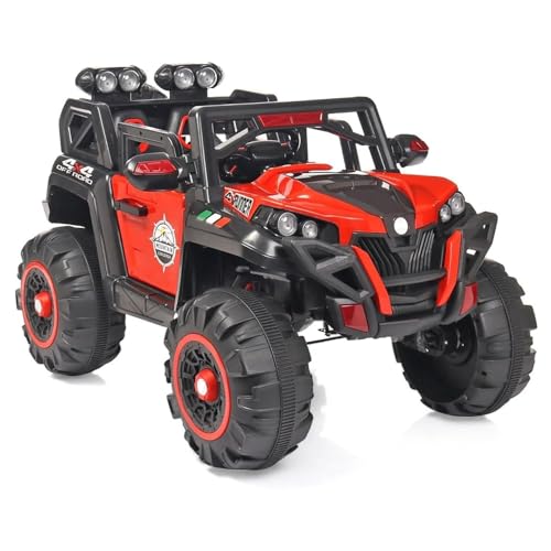 SRECAP Battery Operated 4x4 Jeep, Ride on Toy Kids Car with Light & Music | Electric Jeep Battery Car | Baby Big Car for Kids to Drive 1 to 9 Years Boys Girls - Red