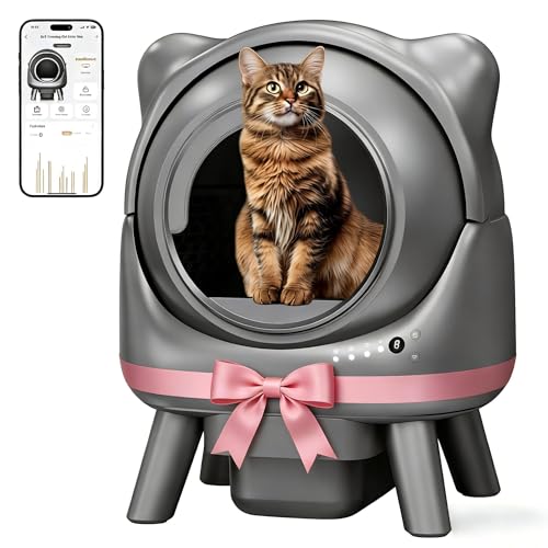 Advwin Self-Cleaning Cat Litter Box, 65L+12L Large Automatic Cat Litter Box for Multi Cats, with APP Control | Anti-Pinch Safety Protection | Odor Removal | Child Lock