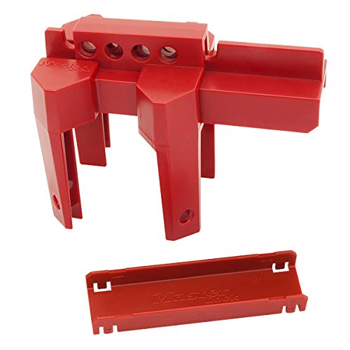 Master Lock S3080 4-Leg Quarter Turn Valve Lockout Device, Red, 15.0 cm x 8.4 cm x 8.2 cm