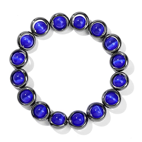 Bracelet en hématite noire et pierre naturelle rose pour le bien-être