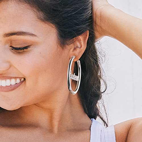 Image of Stainless Steel Chunky Hoop Earrings For Women, Minimalist and Chic, Black /Gold Plated, Round Hoops Earrings Hypoallergenic, Size: 30mm /40mm /60mm /80mm, Come with Box