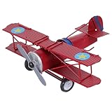GRIRIW ヴィンテージ鉄製複葉機モデル 小型メタル飛行機装飾 インテリア用耐久アイアン製レトロ航空機置物 クリスマス誕生日プレゼントに