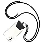 COCASES Crossbody Phone Lanyard Strap with Patch, Adjustable Nylon Neck Strap Necklace Phone Compatible with Most Smartphones (Black)