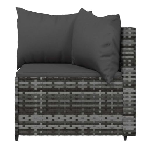 Canapé d'angle de jardin résistant gris en rotin synthétique