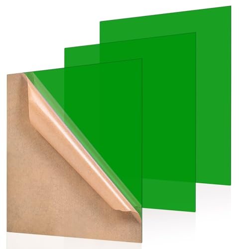 Feuilles acryliques vertes transparentes de 30,5 x 30,5 cm pour panneaux de bricolage (Lot de 3)