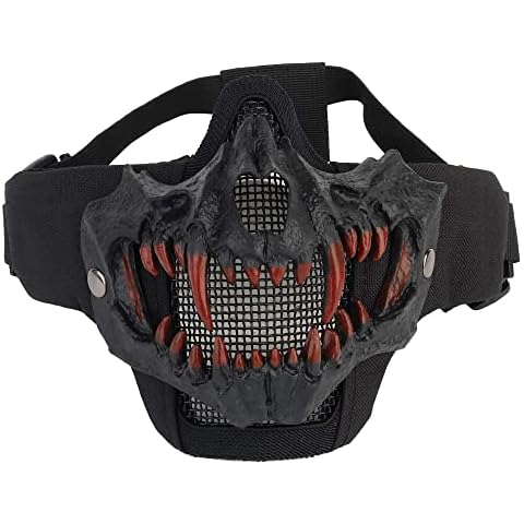 Half Face Skull Horror Mask, Tactical Foldable Mesh Skull Mask For Halloween for CS Hunting Paintball Cosply Cover