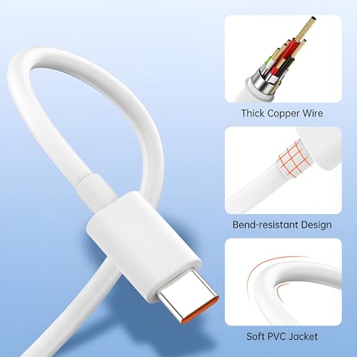 Image of Redmi 67W Mobile Phone Data Charging Cable For Redmi Note 13 Pro /12 Pro /11Pro 5G /11S /9Pro /11 /10 Pro Max /Poco X5 /X4Pro /M5Pro /M4 /X3 Pro /Mi 14 /Mi11Ultra /11 Lite Ne /11T /10I HyperCharge Turbo,White
