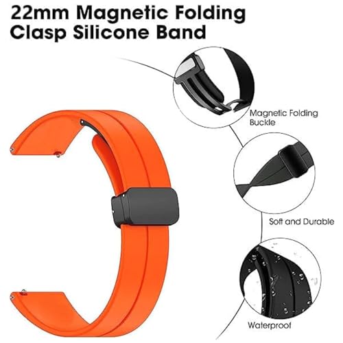 Image of LORENZ Silicone 22mm Replacement Watch Strap with Adjustable Magnetic Lock Feature