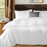 SONORO KATE 100% Egyptian Cotton Duvet Cover Queen Size, 1000 Thread Count Sateen Duvet Cover, Soft, Breathable Cotton Comforter Cover with Hidden Zipper Closure - 3 PC (White,Queen)