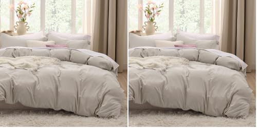 Image of Bedsure Prewashed Duvet Cover King, Cotton-Like Soft Bedding Set, Linen (Pack of 2)