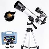 ArtCreativity Telescope for Beginners - Fully Functioning Kids Telescope (60X Magnifcation) with 2 Eyepieces, Aluminum Tripod, Sturdy Carry Case, and Constellation Map - Telescope for Kids Star Gazing