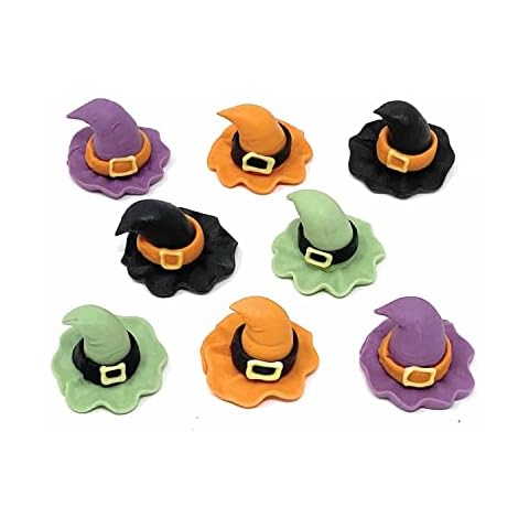 8x 3D Edible Witch/Wizard Hat Cake Decorations and Halloween Cupcake Toppers Cover